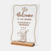 Western Cowboy Boots Horseshoe Wedding Welcome Acryl Bord (Hoek)