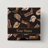 Western Cowboy Boots Petten Zwart Naam Badge Vierkante Button 5,1 Cm (Voorkant)