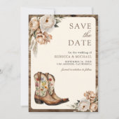 Western Cowboy Boots Photo QR Code Wedding Save The Date (Voorkant)