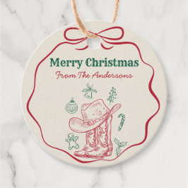 Western Cowboy Boots Retro Hand Drawn Ribbon Bow  Bedankjes Labels