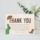 Western Cowboy Cactus Baby shower Bedankkaart (Staand voorkant)