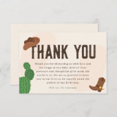 Western Cowboy Cactus Baby shower Bedankkaart (Voorkant / Achterkant)