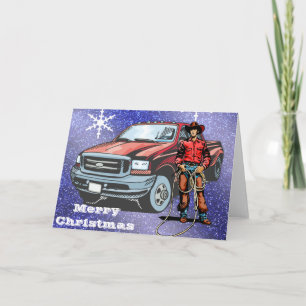 Western Cowboy Christmas Wenskaart Feestdagen Kaart
