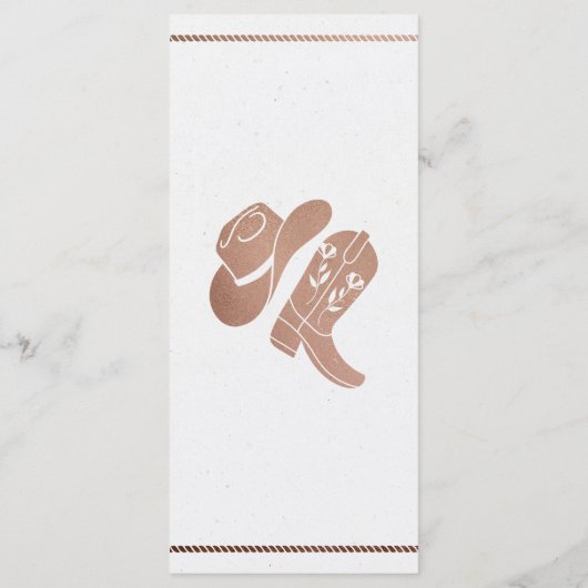 Western Cowboy Country Rustiek Trouwmenu Menu (Achterkant)