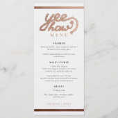 Western Cowboy Country Rustiek Trouwmenu Menu (Voorkant)