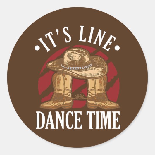 Western Cowboy Cowboy Boots Dance Shoes It's Line Ronde Sticker (Voorkant)