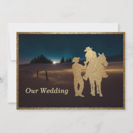 Western Cowboy Cowgirl Bruiloft Nodig Verloving ui Kaart
