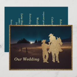 Western Cowboy Cowgirl Bruiloft Nodig Verloving ui Kaart
