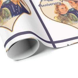 Western Cowboy Cowgirl Couple Happy Jubileum Cadeaupapier