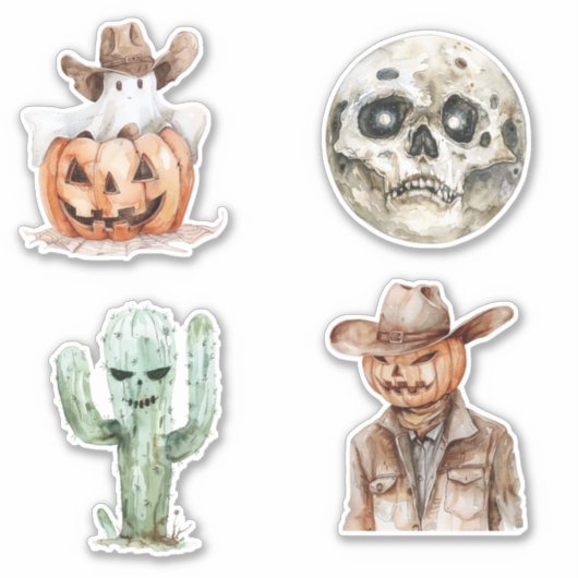 Western Cowboy Cowgirl Halloween Sticker (Voorkant)