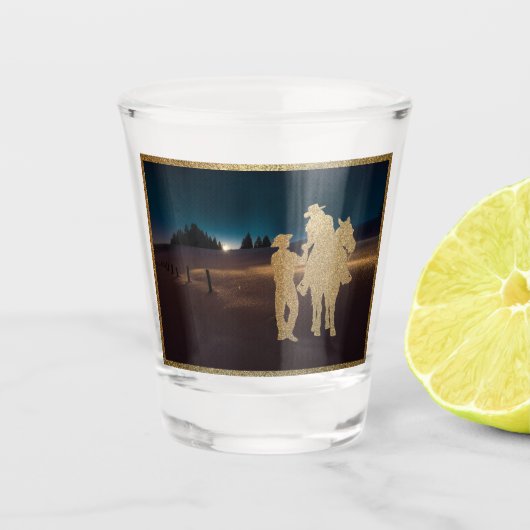 Western Cowboy Cowgirl Paard Moonlight Shot Glas (Voorkant)