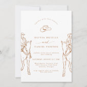 Western Cowboy Cowgirl Wedding Kaart (Voorkant)