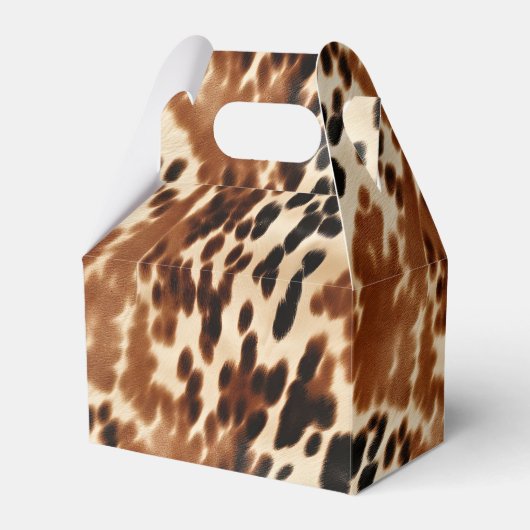 Western Cowboy Cream Bruin Zwart Koeienhuid Bedankdoosjes (Voorkant Zijde)