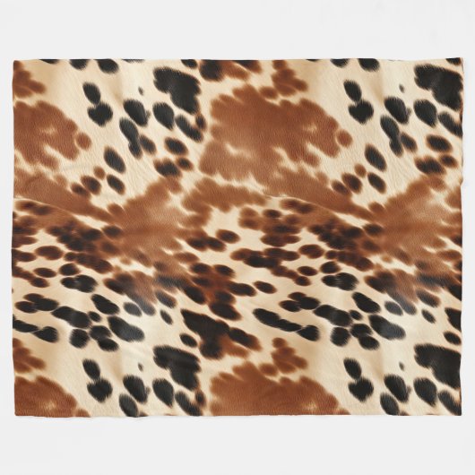 Western Cowboy Cream Bruin Zwart Koeienhuid Fleece Deken (Voorkant (Horizontaal))