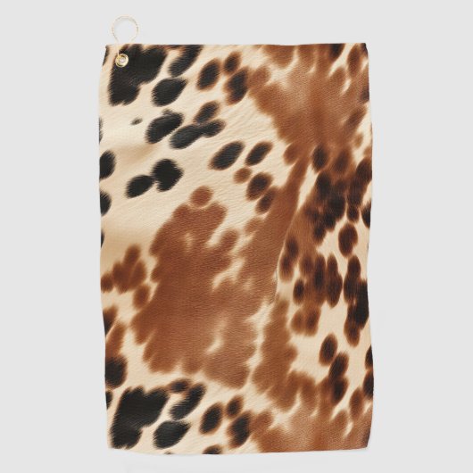 Western Cowboy Cream Bruin Zwart Koeienhuid Golfhanddoek (Voorkant)