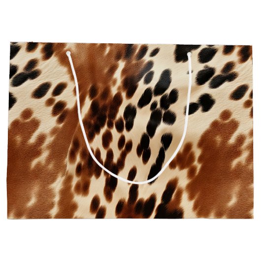 Western Cowboy Cream Bruin Zwart Koeienhuid Groot Cadeauzakje (Achterkant)