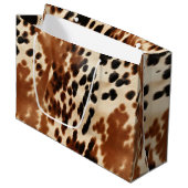 Western Cowboy Cream Bruin Zwart Koeienhuid Groot Cadeauzakje (Voorkant Gekanteld)