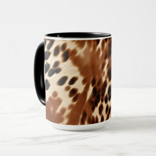 Western Cowboy Cream Bruin Zwart Koeienhuid Mok