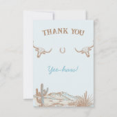  Western Cowboy Eerste Rodeo 1e Verjaardag Bedankkaart (Achterkant)