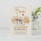  Western Cowboy Eerste Rodeo 1e Verjaardag Kaart (Staand voorkant)