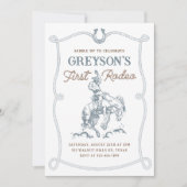  Western Cowboy Eerste Rodeo 1e Verjaardag Kaart (Voorkant)