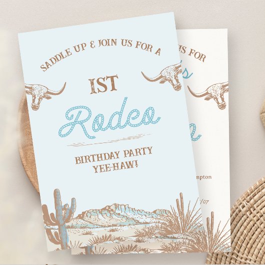  Western Cowboy Eerste Rodeo 1e Verjaardag Kaart