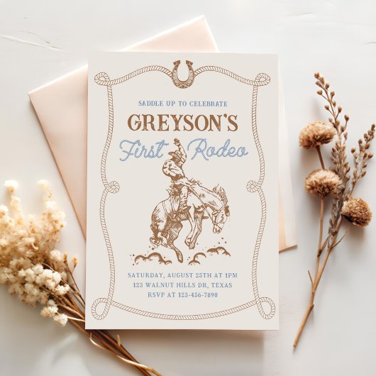 Western Cowboy Eerste Rodeo 1e Verjaardag Kaart