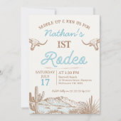  Western Cowboy Eerste Rodeo 1e Verjaardag Kaart (Voorkant)