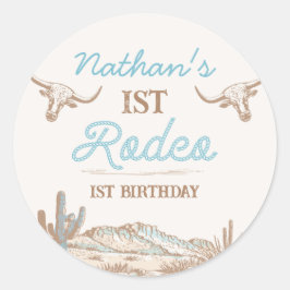  Western Cowboy Eerste Rodeo 1e Verjaardag Ronde Sticker