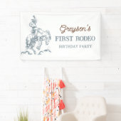 Western Cowboy Eerste Rodeo 1e Verjaardag Spandoek (Insitu)