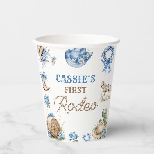 Western Cowboy First Rodeo Birthday Party Papieren Bekers (Voorkant)