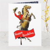  Western cowboy fokpaard Verjaardag Kaart (Gele Bloem)