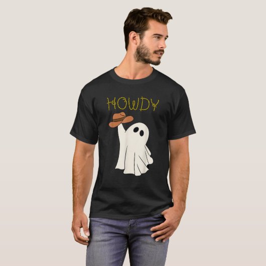 Western Cowboy Ghost Howdy Cute Country Halloween  T-shirt (Voorkant volledig)