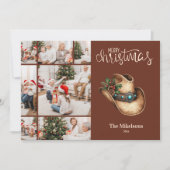 Western Cowboy Hat Christmas 7 Photo Feestdagenkaart (Voorkant)