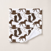 Western Cowboy Horse Pet en Boots Pattern White Bad Handdoek (Wasdoekje)