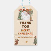 Western Cowboy Kerstfeest Dank je wel Favor Cadeaulabel (Achterkant)