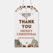 Western Cowboy Kerstfeest Dank je wel Favor Cadeaulabel (Achterkant)