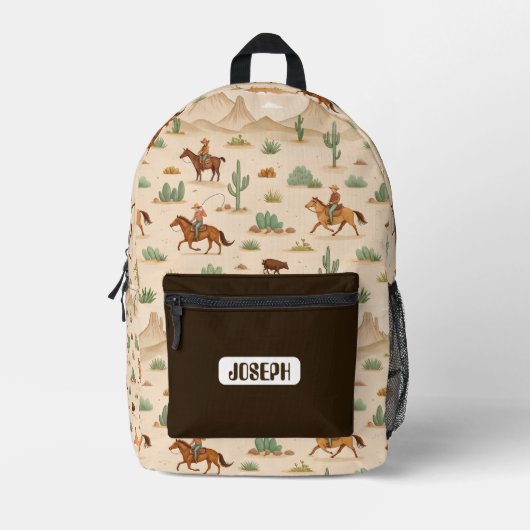 Western Cowboy Kids Personalized Backpack Bedrukte Rugzak (Voorkant)