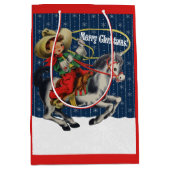  Western Cowboy Kind Horse Rope Christmas Medium Cadeauzakje (Voorkant)