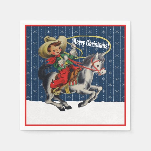  Western Cowboy Kind Horse Rope Christmas Servet (Voorkant)