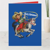  Western Cowboy Kind Paard en Touw Kerstmis Kaart (Voorkant)