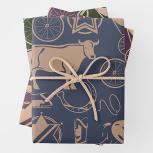 Western Cowboy Kind verjaardagsfeestje Inpakpapier Vel