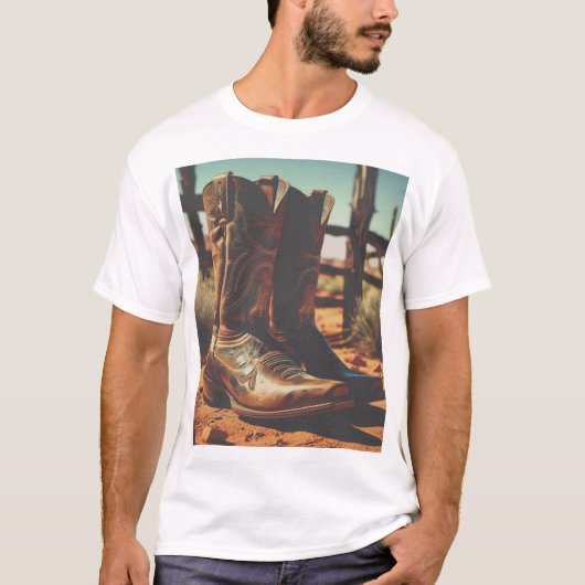  Western Cowboy Laarzen T-shirt (Voorkant)