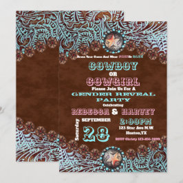western cowboy of cowgirl gender reveal party kaart