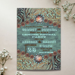 western cowboy of cowgirl gender reveal party kaart