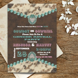 western cowboy of cowgirl gender reveal party kaart