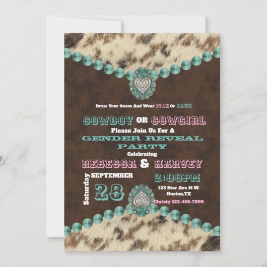 western cowboy of cowgirl gender reveal party kaart (Voorkant)