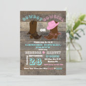 western cowboy of cowgirl gender reveal party kaart (Staand voorkant)