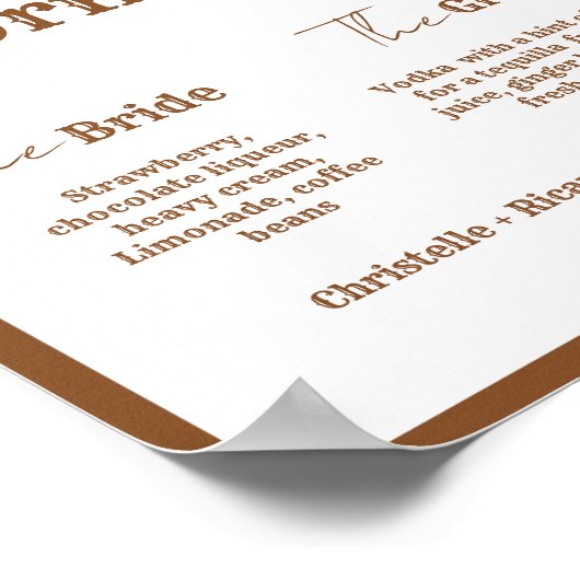 Western Cowboy paar handtekening drink bruiloft ba Poster (Hoek)