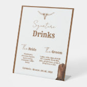 Western Cowboy paar handtekening drink bruiloft ba Reclamebord Met Voetstuk (Voorkant)